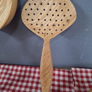 Slotted Oak Serving Spoon